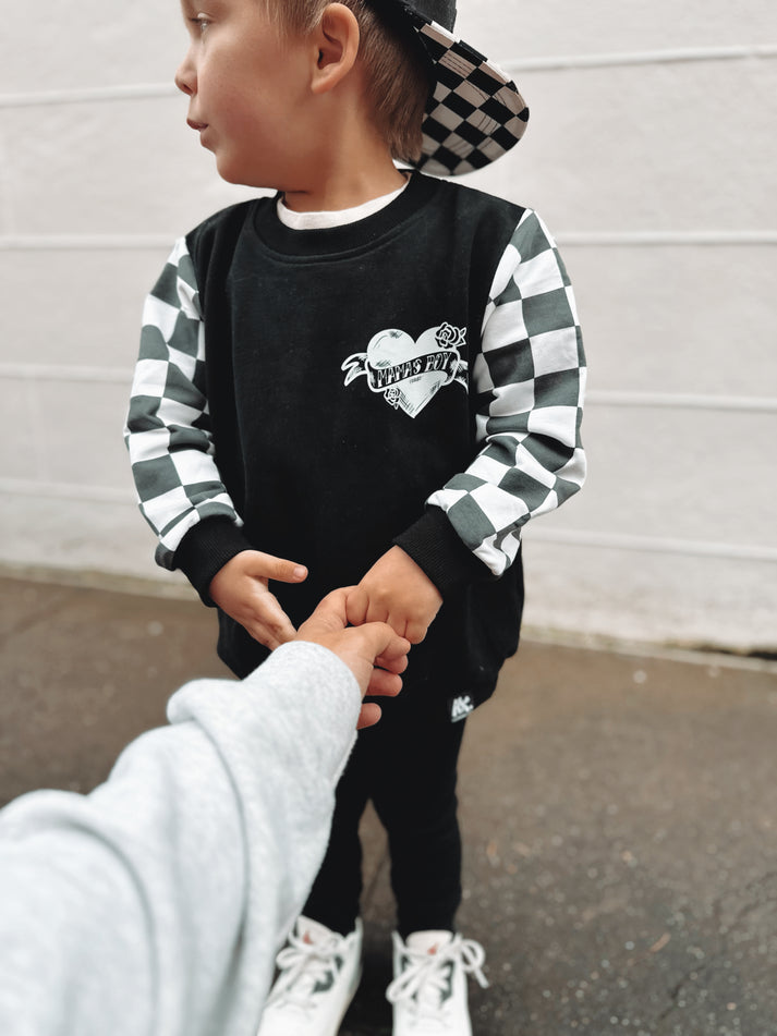Mama’s Boy Checker Crewneck