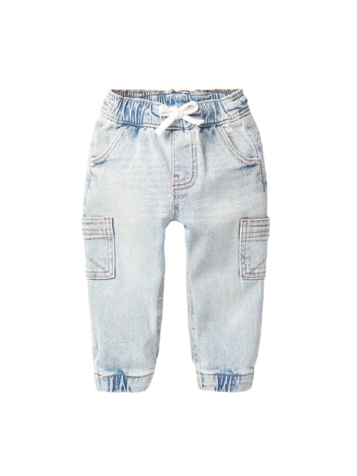 Cargo Denim Joggers - Light Wash