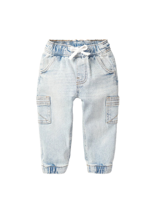 Cargo Denim Joggers - Light Wash