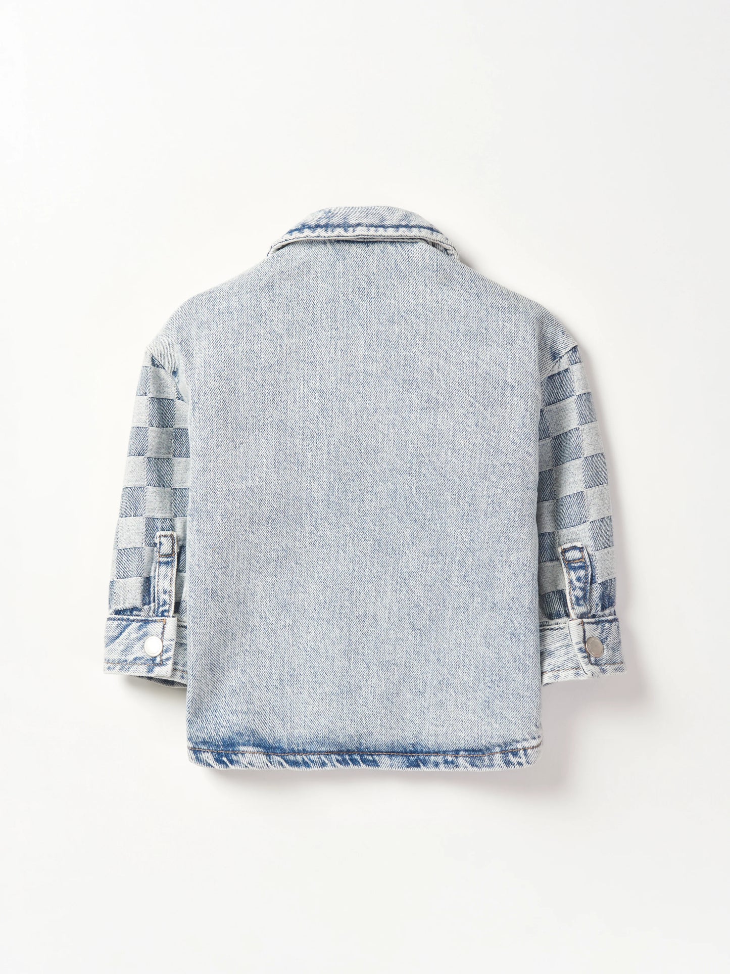 Checkered Denim Shacket - Light Wash