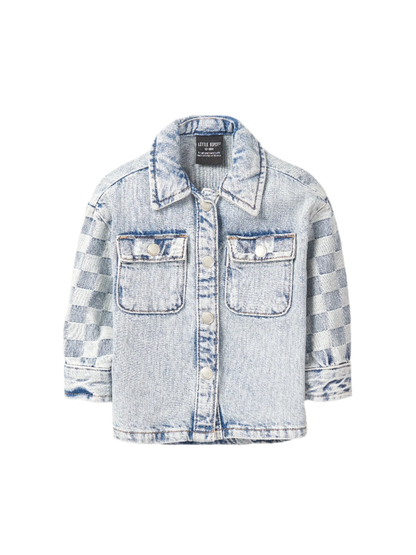 Checkered Denim Shacket - Light Wash
