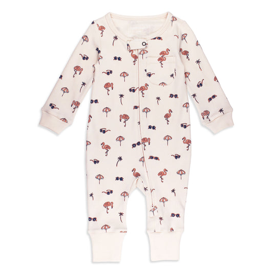 Tropic-Pals Flamingo Organic Footless 2-Way Zipper Romper