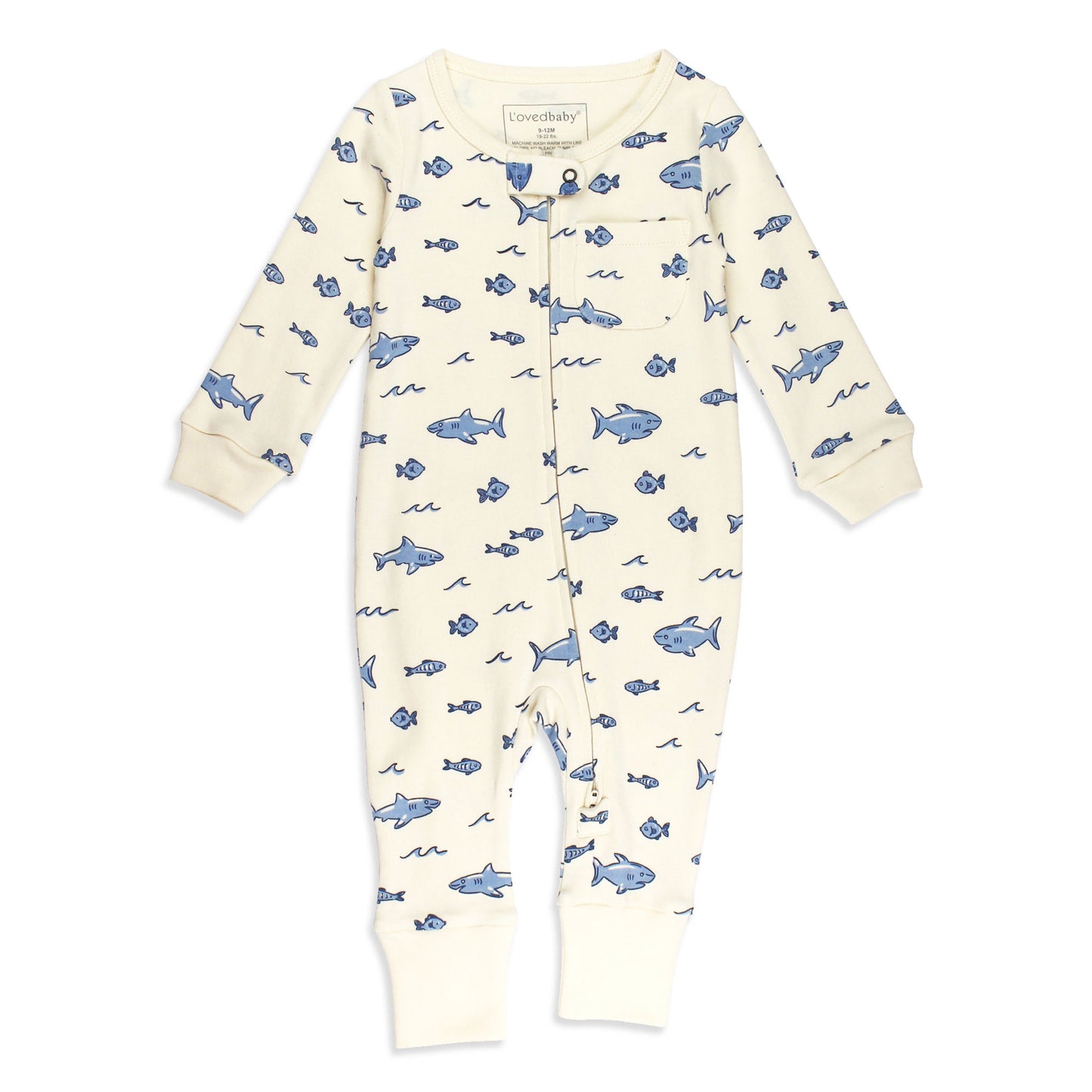 Tropic-Pals Shark Organic Footless 2-Way Zipper Romper
