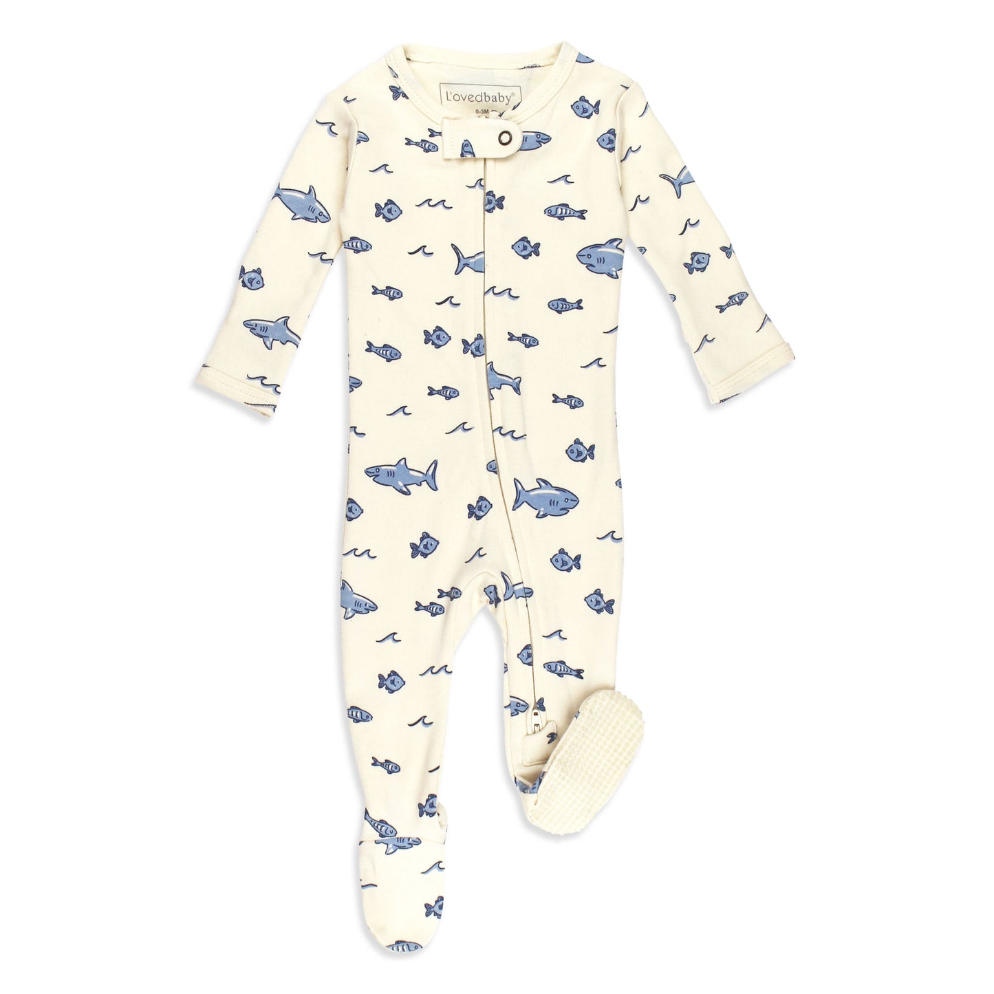 Tropic-Pals Shark Organic 2-Way Zipper Footie