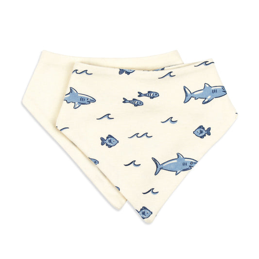 Tropic-Pals Shark Organic Bandana Bib 2-Pack