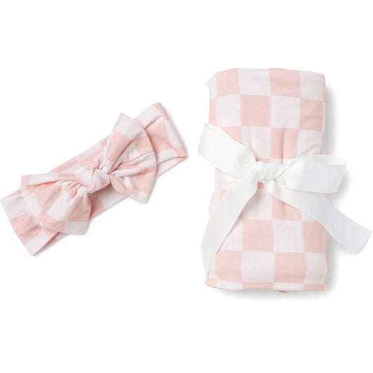 Swaddle Set - Blush Checker