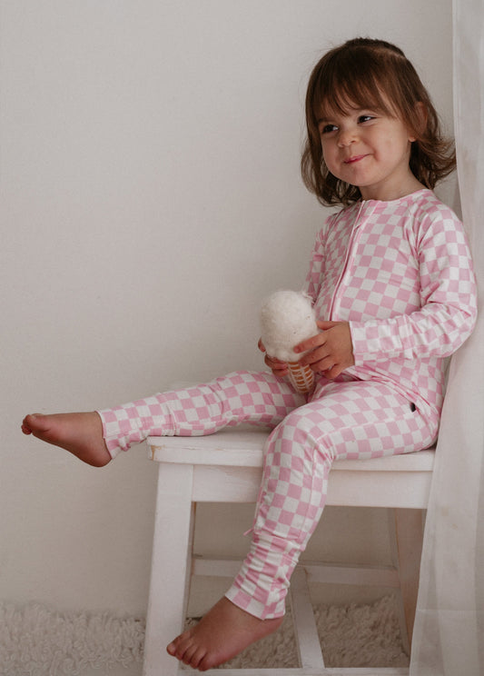 Pink Classic Checkered Bamboo Jammies