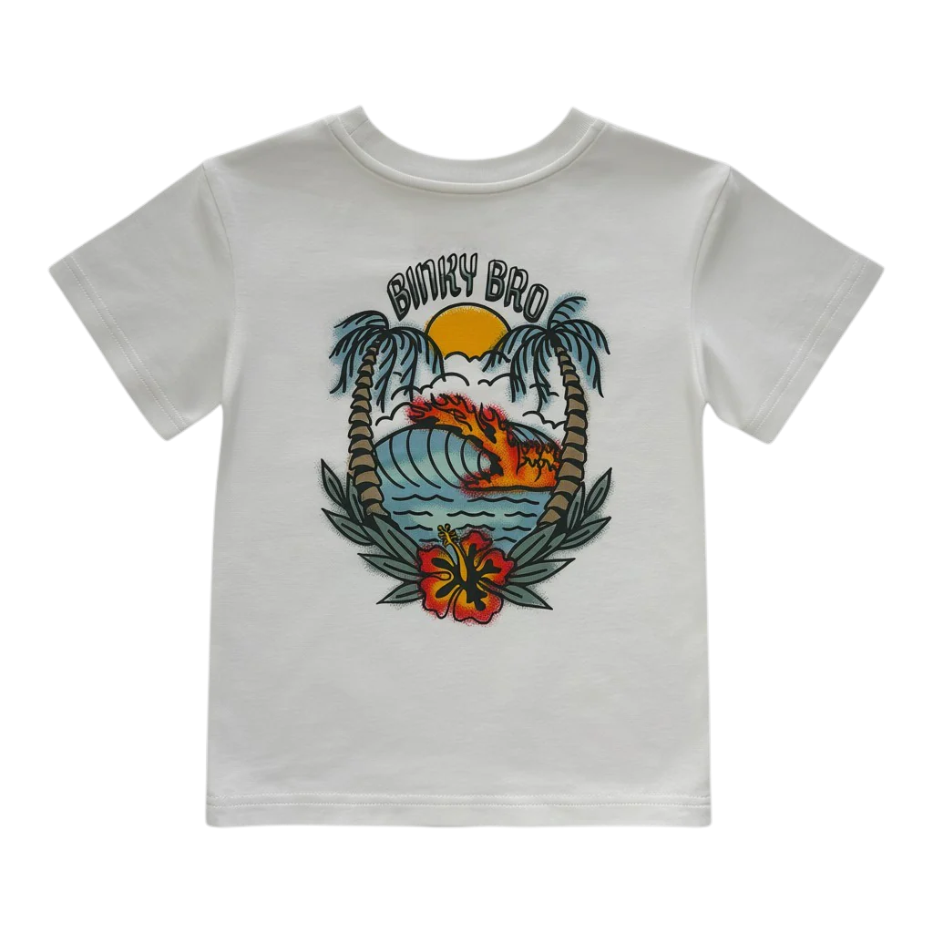 Wave of Fire Graphic Tee - White