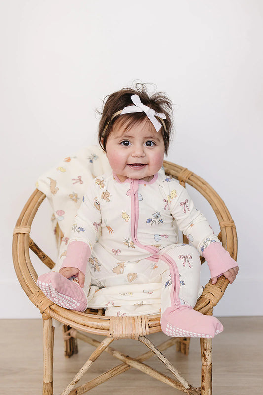 Pink Bunny Ribbed Bamboo Fleece Quilt