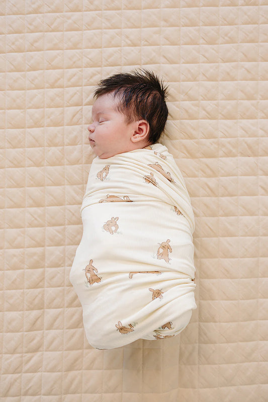 Bunny Ribbed Bamboo Stretch Swaddle