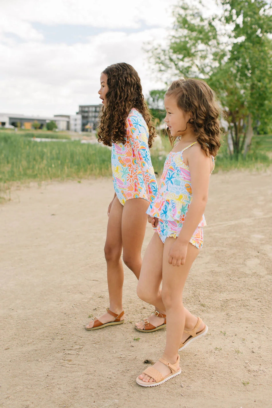 Lyanna Long Sleeve Swim in Beach Scenes | Girls Swim | Upf 50