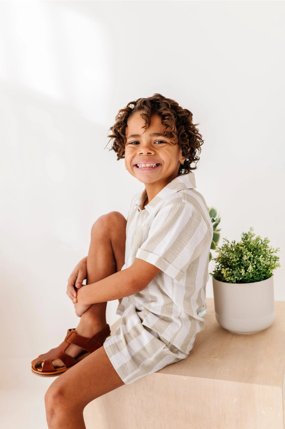 Green Coastal Stripes Boys Set