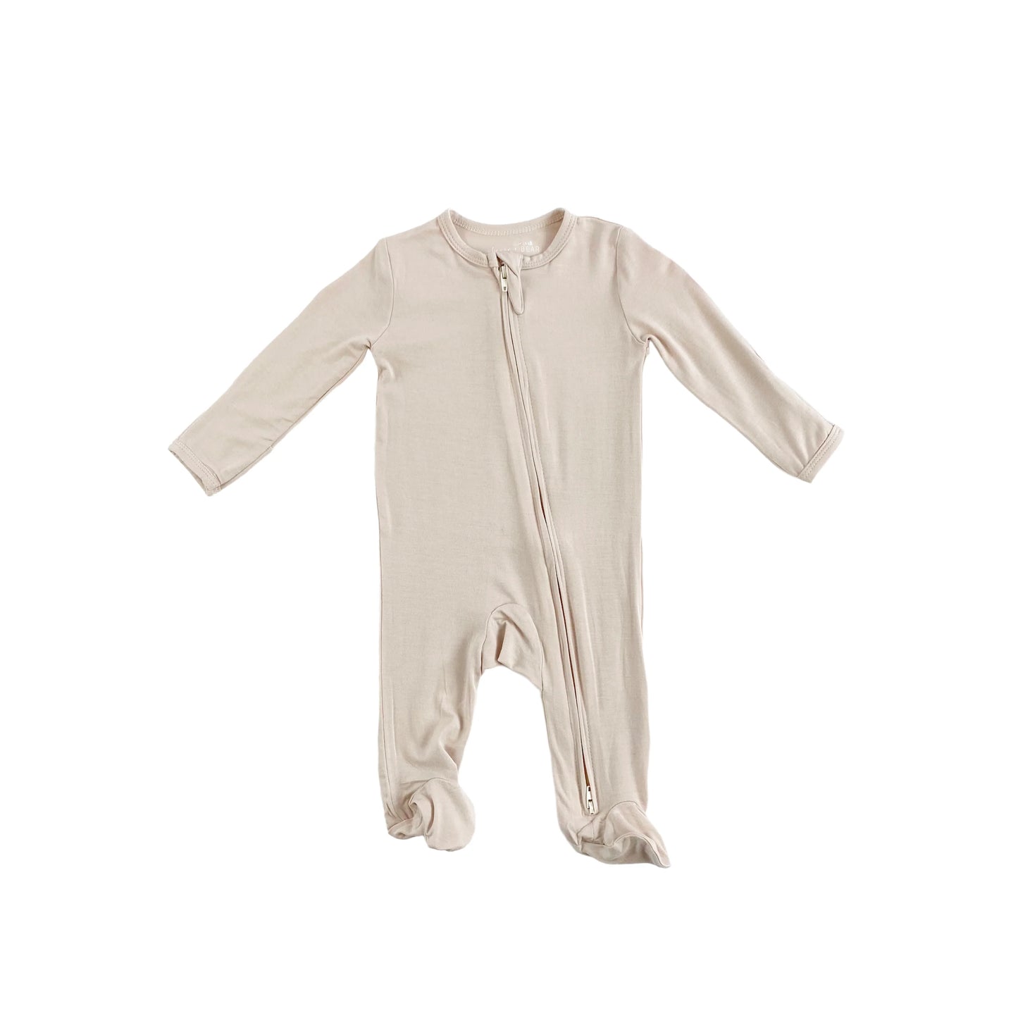 Bamboo Zipper Onesie - Oat Beige