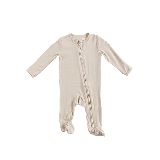 Bamboo Zipper Onesie - Oat Beige