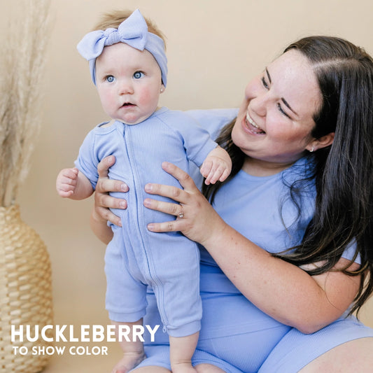 Solid Ribbed Bamboo Zippy Romper - Huckleberry Blue