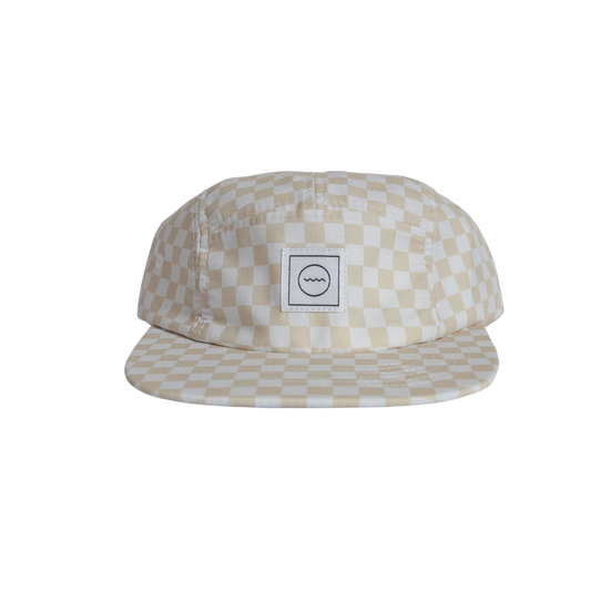 Cream Check Cotton 5-Panel Hat