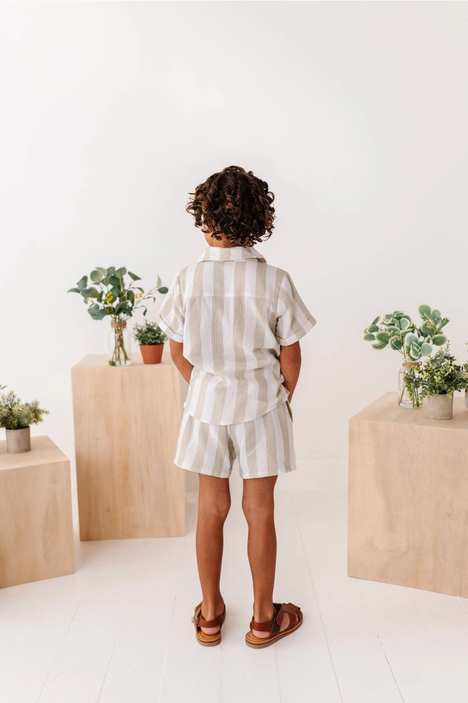 Green Coastal Stripes Boys Set