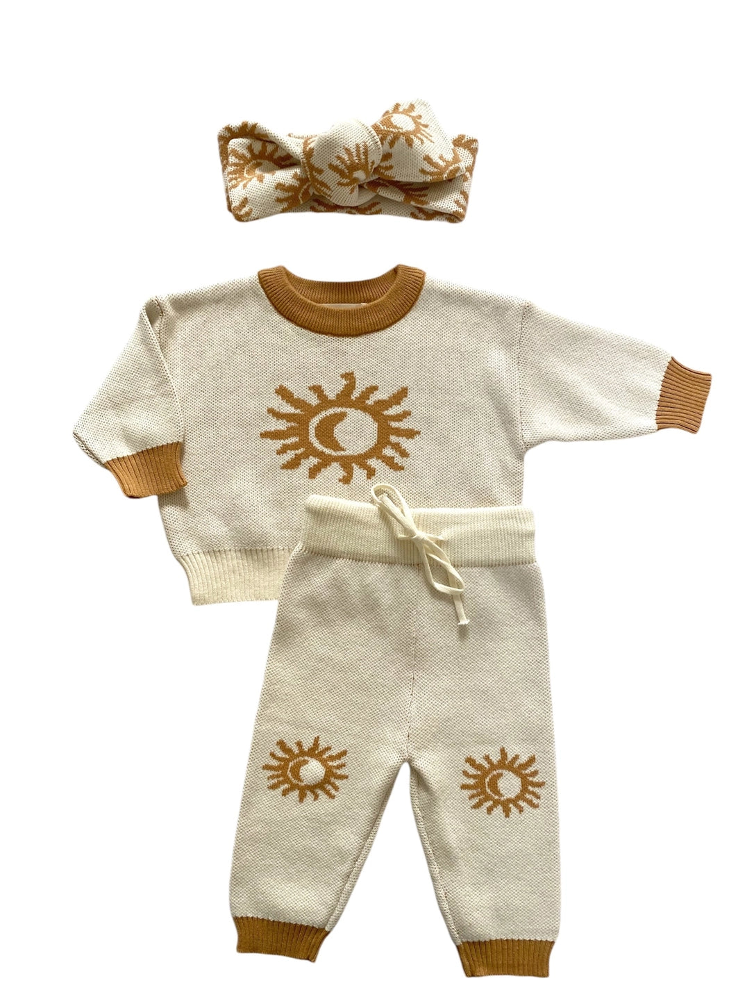 Knit Headband Bow - Golden Suns