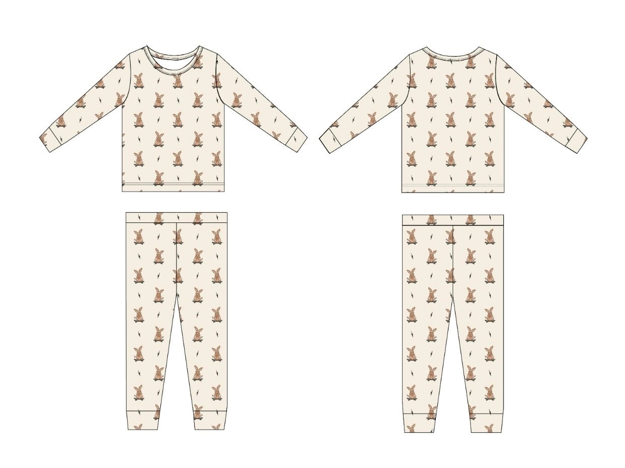 Skater Easter Bunny Bamboo Pajama Set