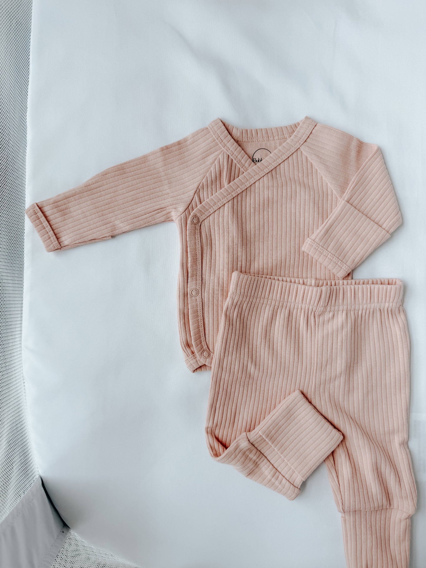 Organic Newborn Going Home Ribbed Set - Blush