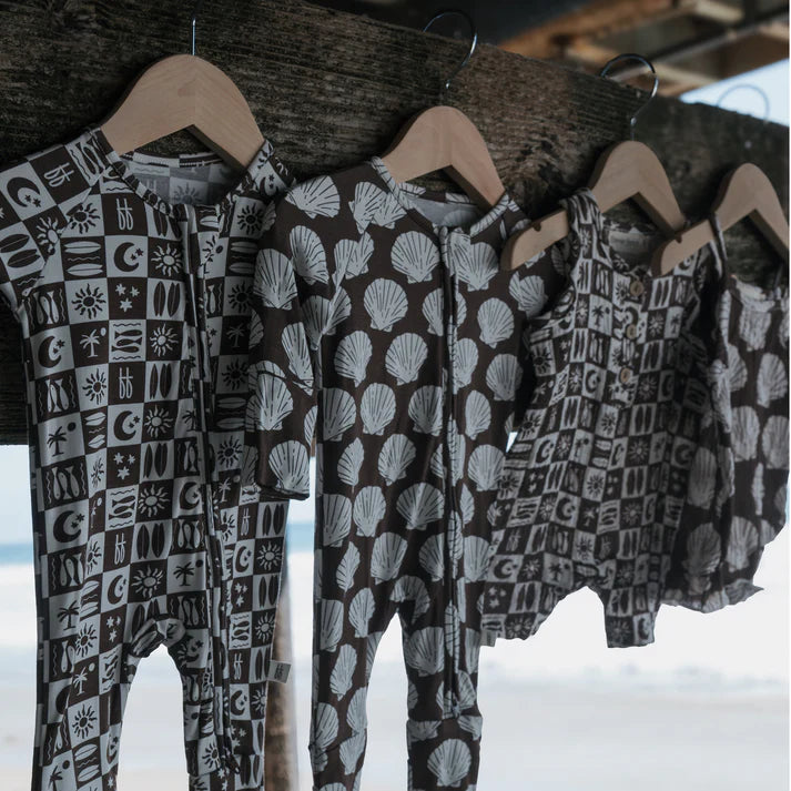 Bamboo Zip Pajamas | Seashells
